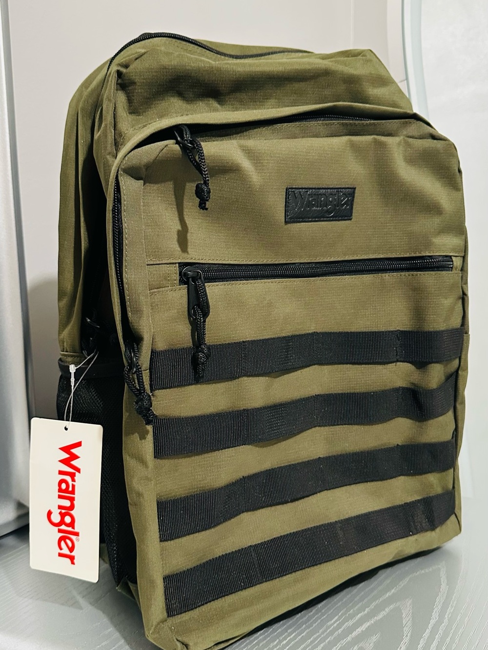 Wrangler Olive Green Backpack with Black Webbing